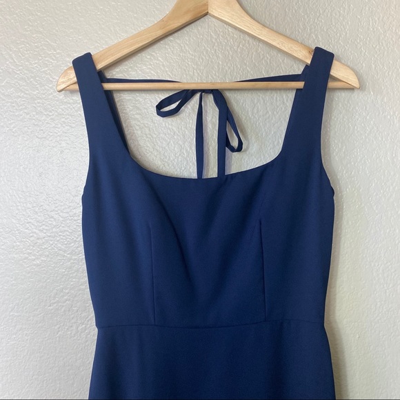 Hayley Blue Paige Tie Back Crepe Evening Dress - Picture 3 of 6